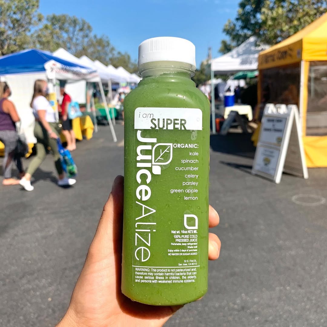 i am SUPER green juice at the farmers' market