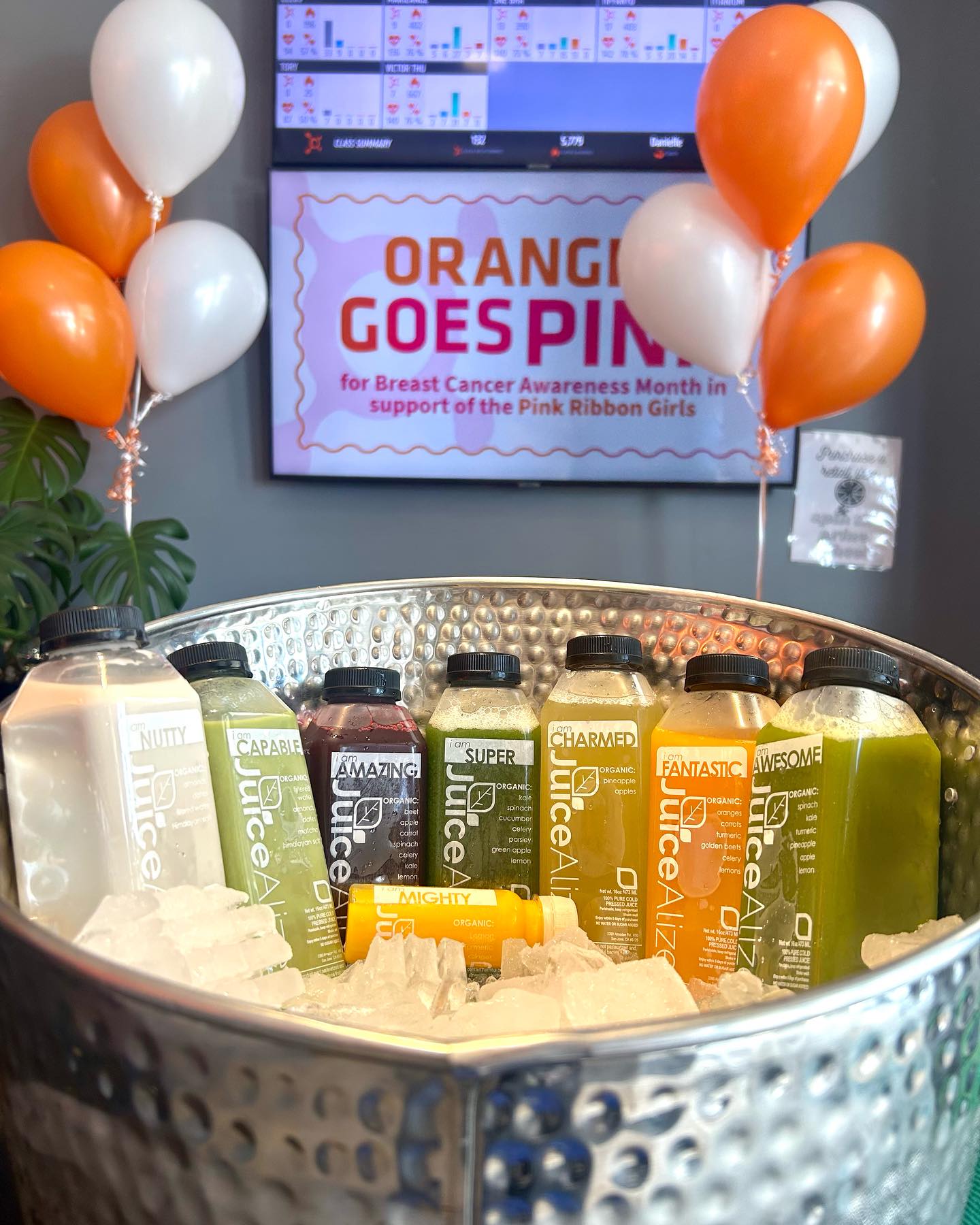 JuiceAlize cold-pressed juices iced in a bucket at a community event for a private party